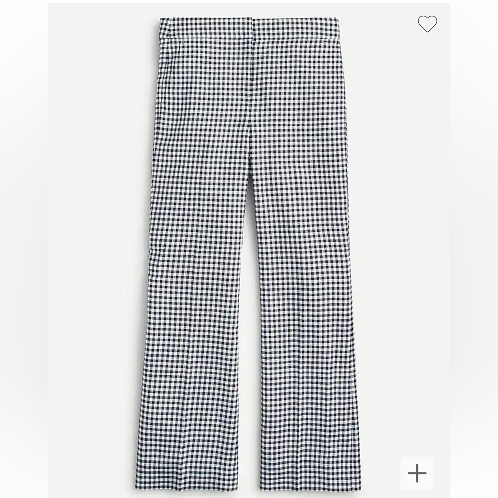 NWT J. Crew Hayden kickout crop pant in navy gingham stretch linen six (6)